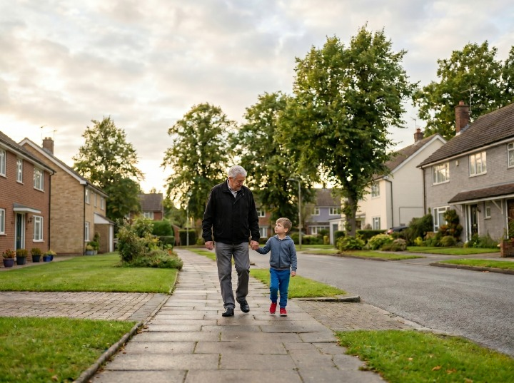 Grandparent walking confidently with family again
