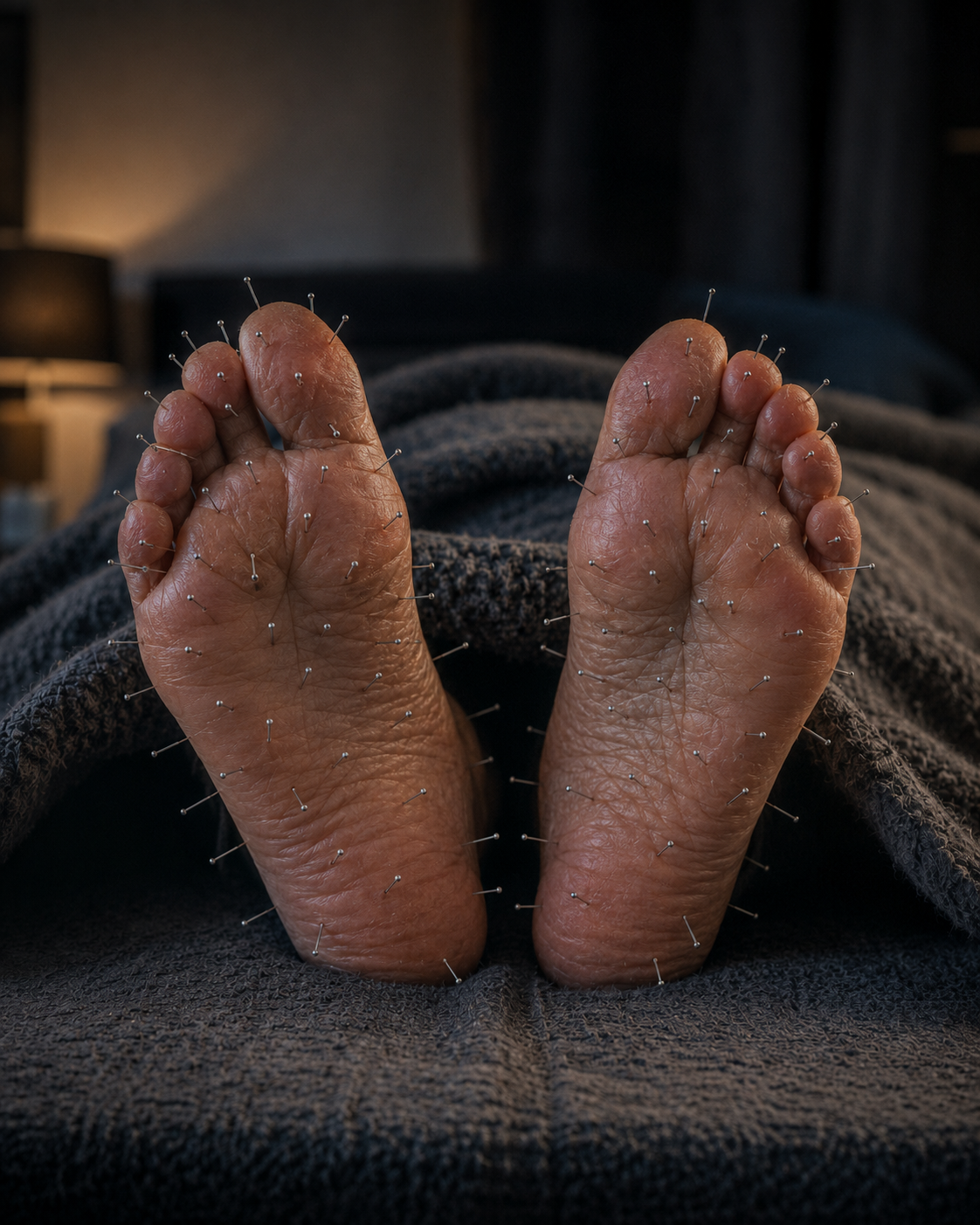 Illustration of pins and needles foot pain sensation