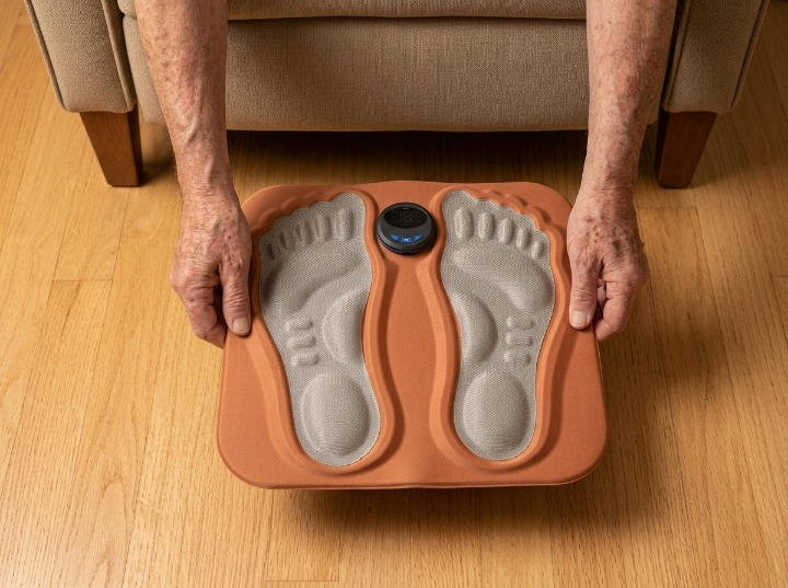 Placing foot on CircuFlow device